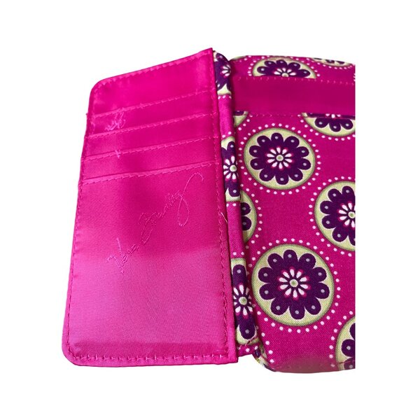 Vera Bradley Very Berry Paisley Floral Trifold Wallet Card Slots Zipper Pocket - Picture 5 of 6